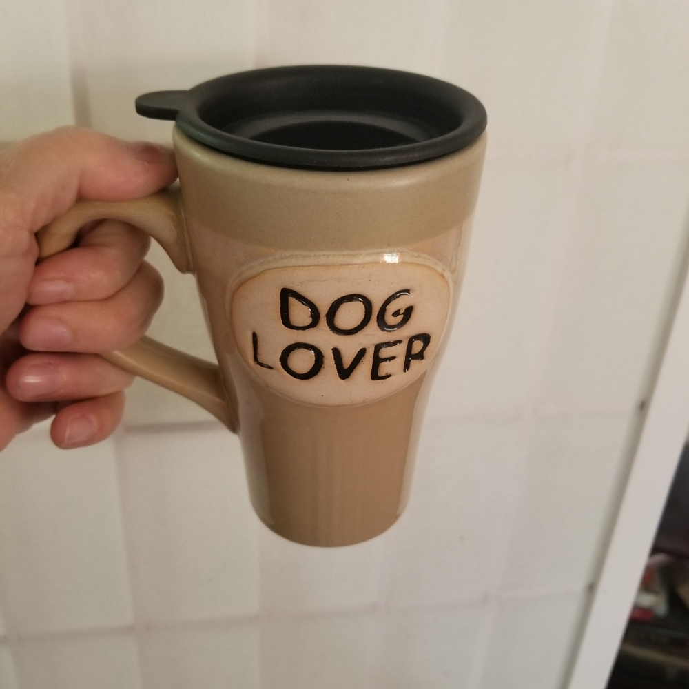 Dog Lover pottery travel mug from Nantucket Home accents